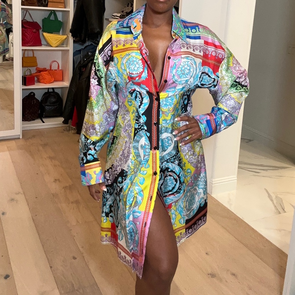 VERSACE BAROCCO PRINT SHIRT DRESS